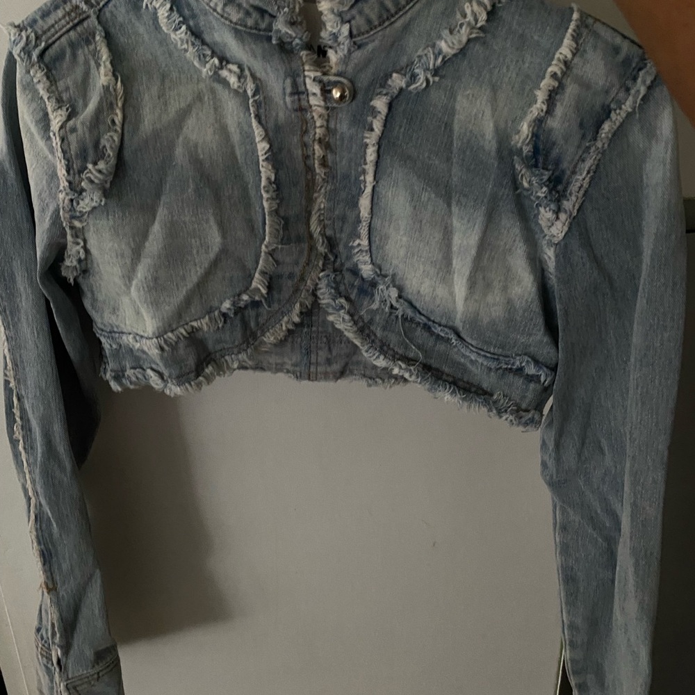 Distressed Denim Cropped Jacket